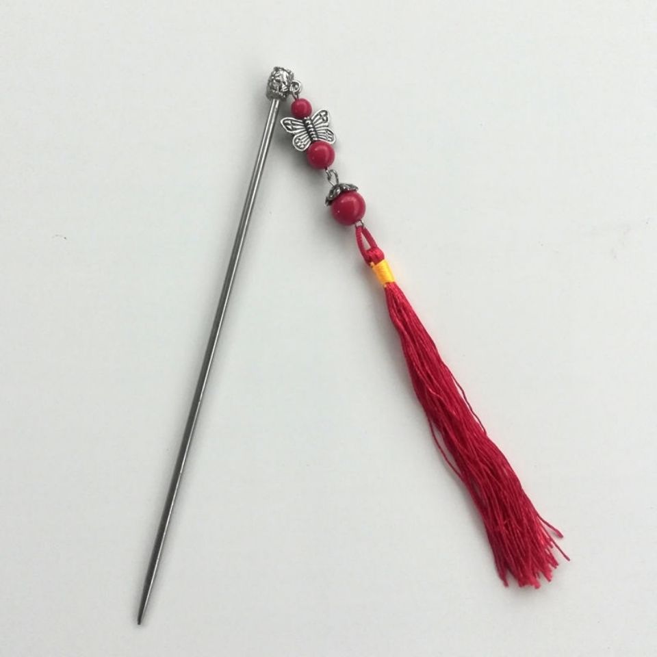 儿童发簪古代公主发饰头饰女童宝宝古装宫廷步摇流苏夏红色一支