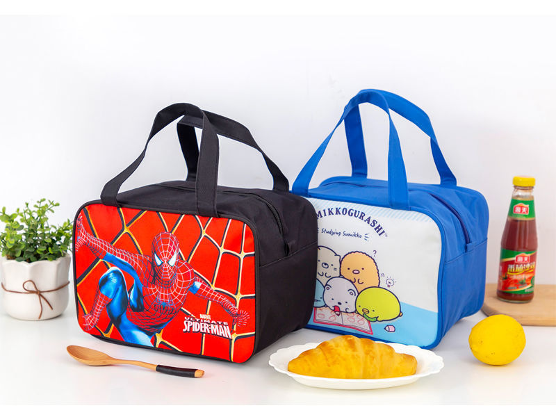小学生保温袋子可爱饭盒袋大号大容量卡通手提便当包儿童餐盒饭袋蓝色