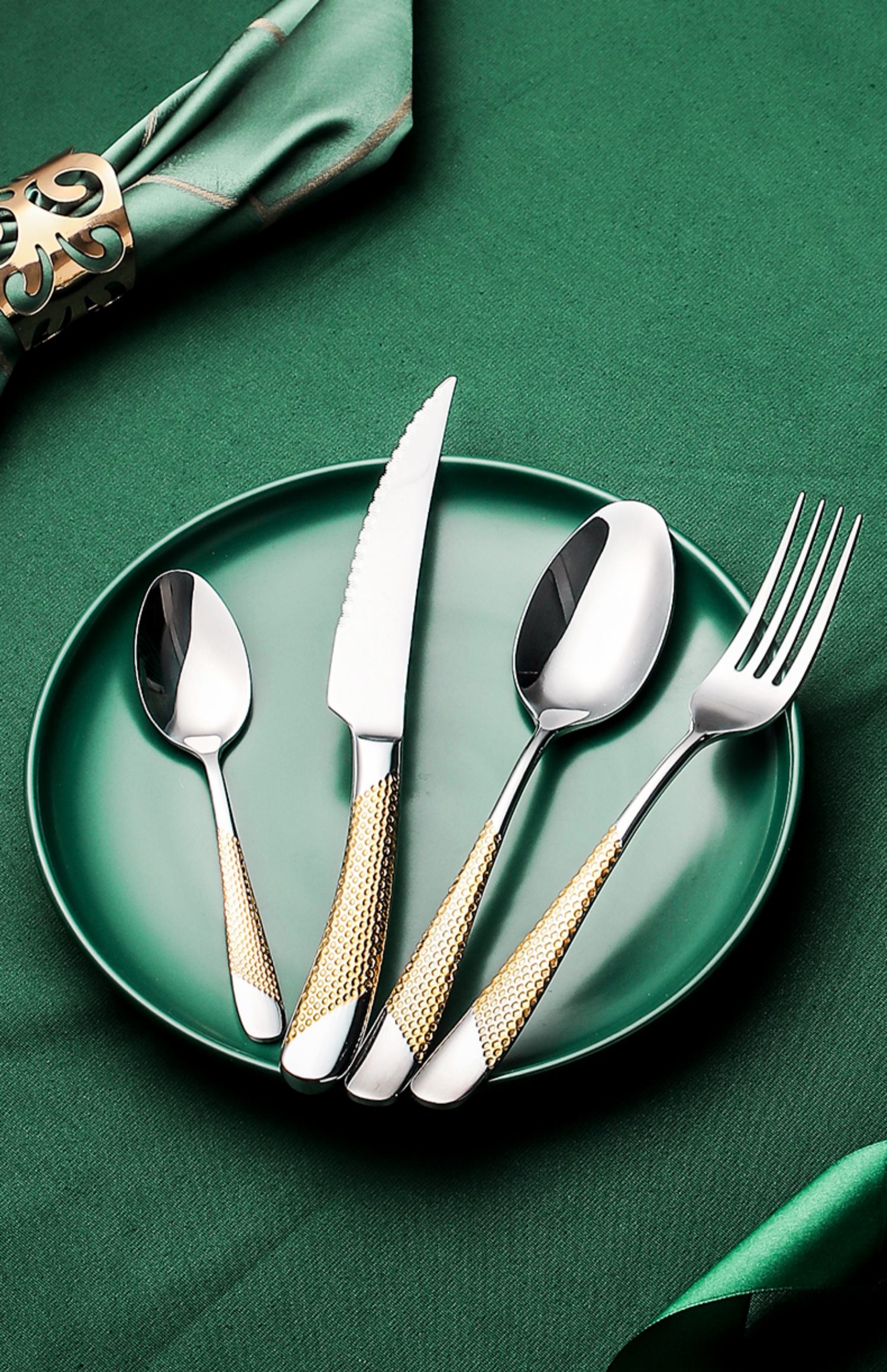 北欧西餐餐具刀叉勺三件套牛排刀叉盘子套装全套304钢刀叉两件套 敬平