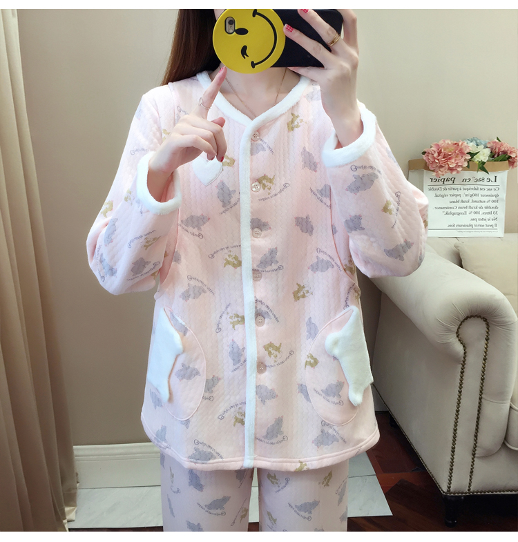 热秋夹棉月子服纯棉产后哺乳衣套装冬空气层保暖孕妇产妇喂奶睡衣