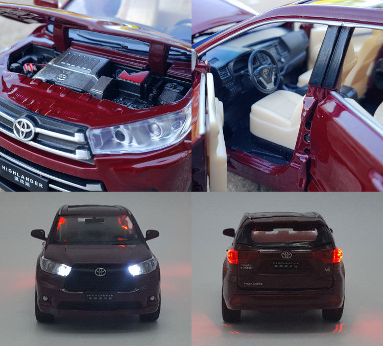 132汉兰达suv合金汽车模型原厂仿真金属车模摆件声光回力玩具车老款酒