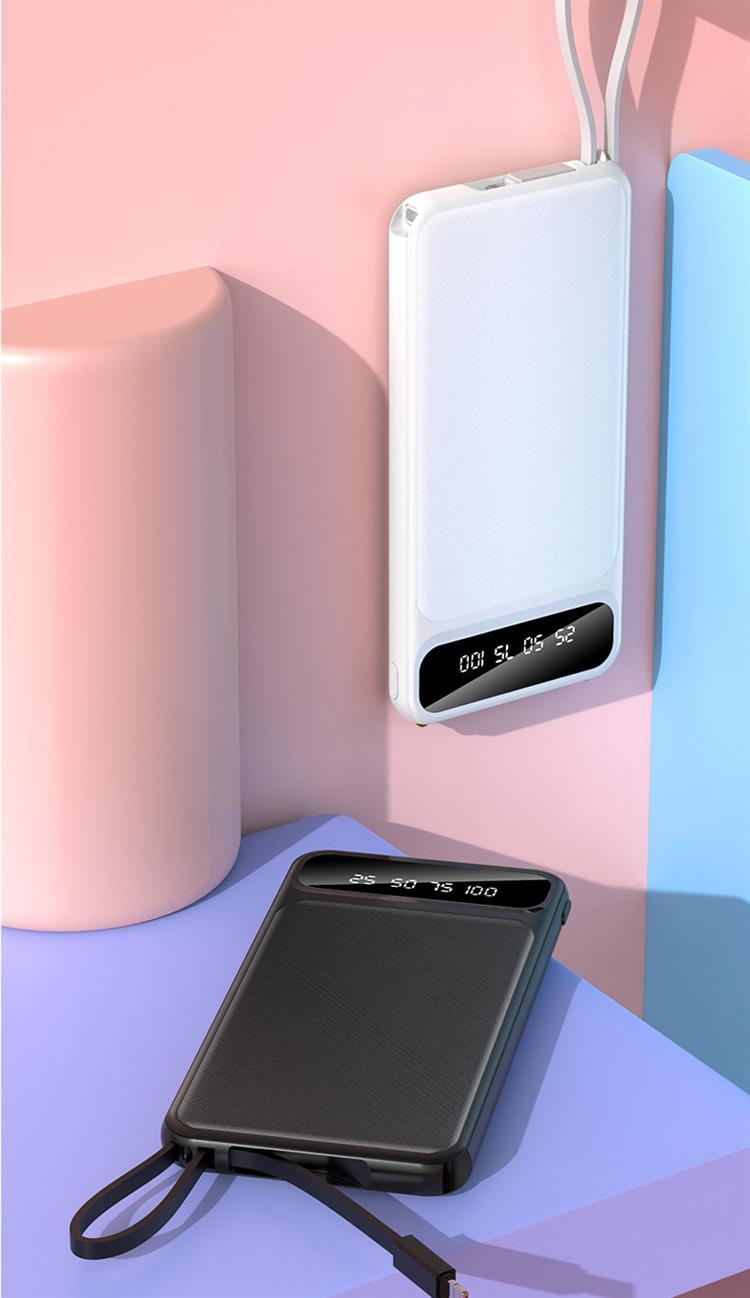 自带线快充大容量00毫安充电宝安卓所有手机移动电源