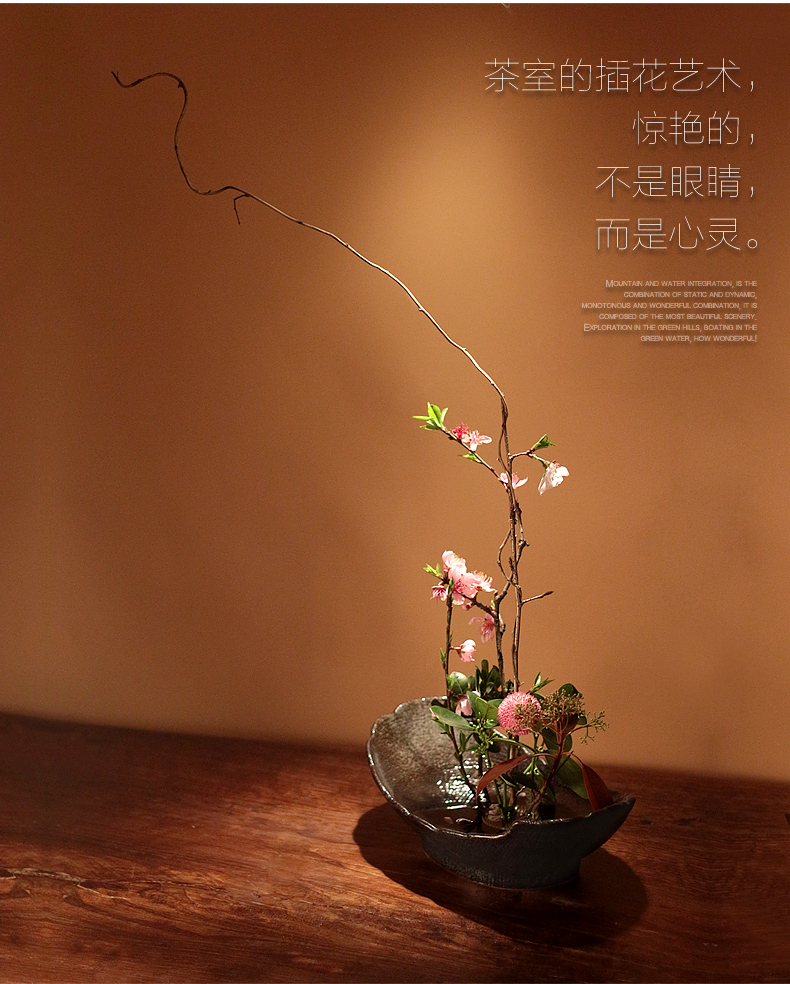 定制花盆陶瓷花器小原流插花花道禅意创意日式剑山插花盘简约艺术花盆