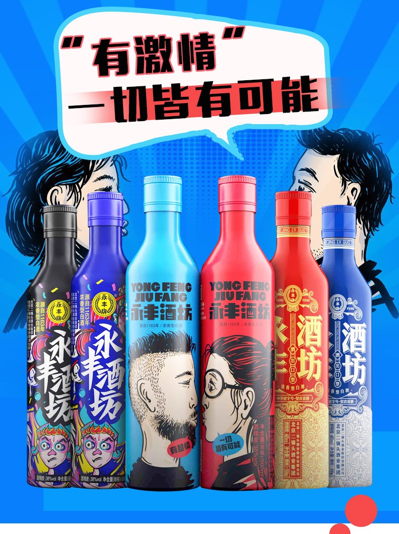 永丰牌北京二锅头 永丰酒坊全家福青春版38度浓香型 500ml*6瓶整箱装