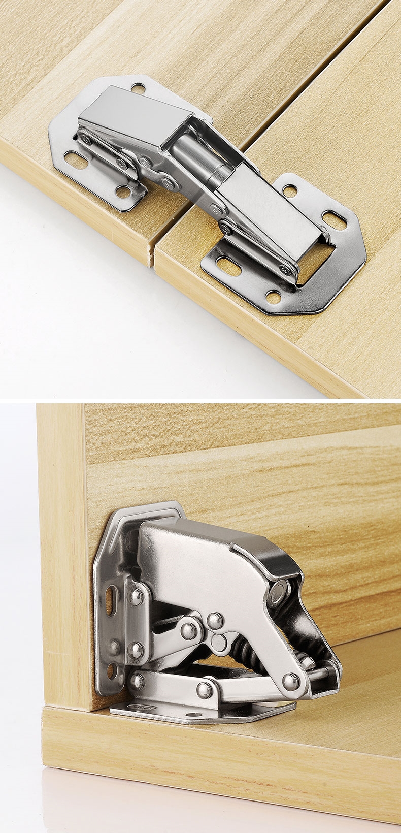 免开槽柜门铰链合页古达大全五金折叠免打孔衣柜门铰弹簧柜子橱柜