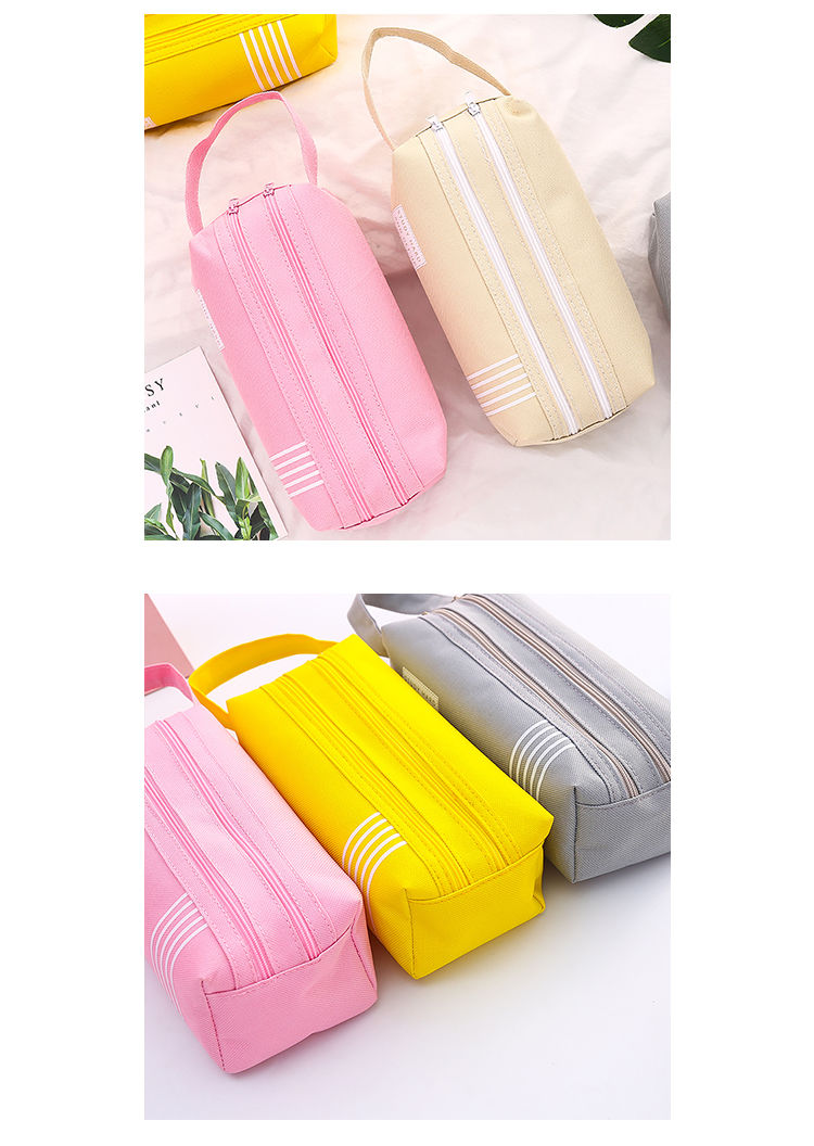 帆布大容量双层笔袋男女大学生初中多功能铅笔袋清新收纳包