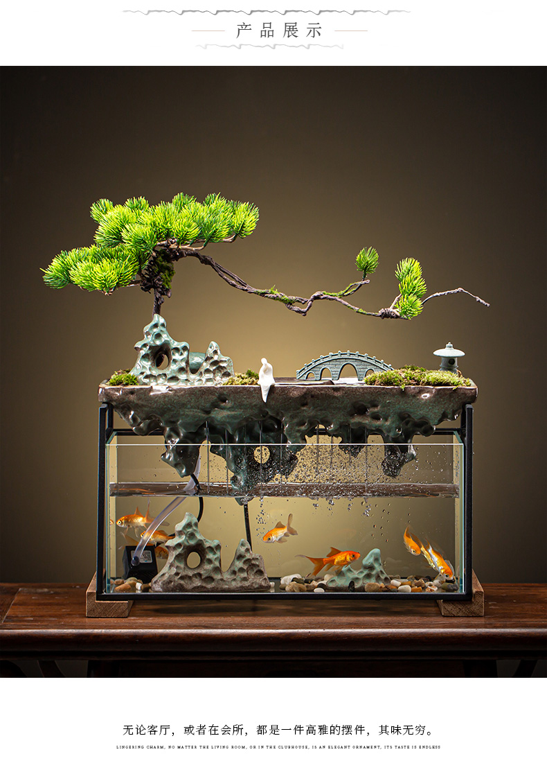 网红超白景观造景生态鱼缸客厅小型迷你办公室桌面小鱼缸家用套装