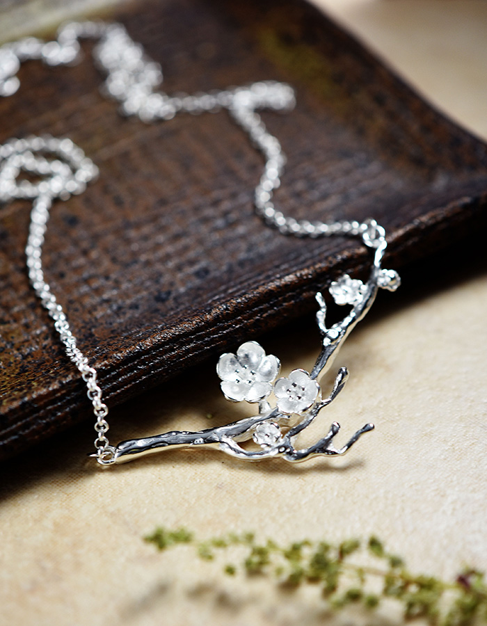 花语诗月银首饰套装 艺圃设计 中国风手工银饰s925银梅花项链送女朋友