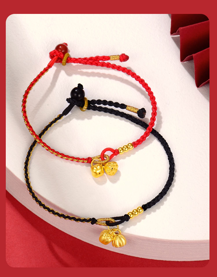 letrange黄金手镯/手链/脚链 letrange古法黄金好事连连手链足金转运