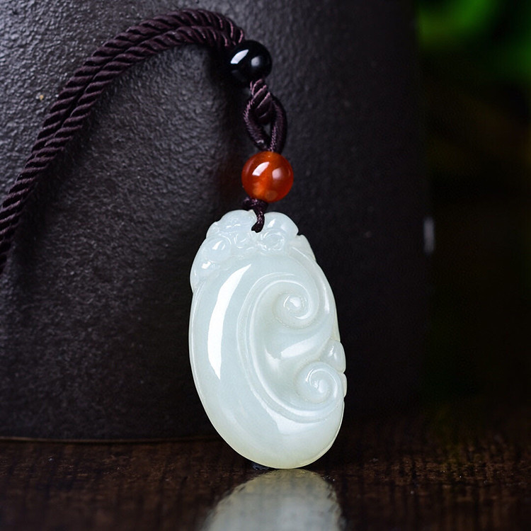 老庙黄金 和田玉吊坠精致和田玉如意玉挂件吊坠