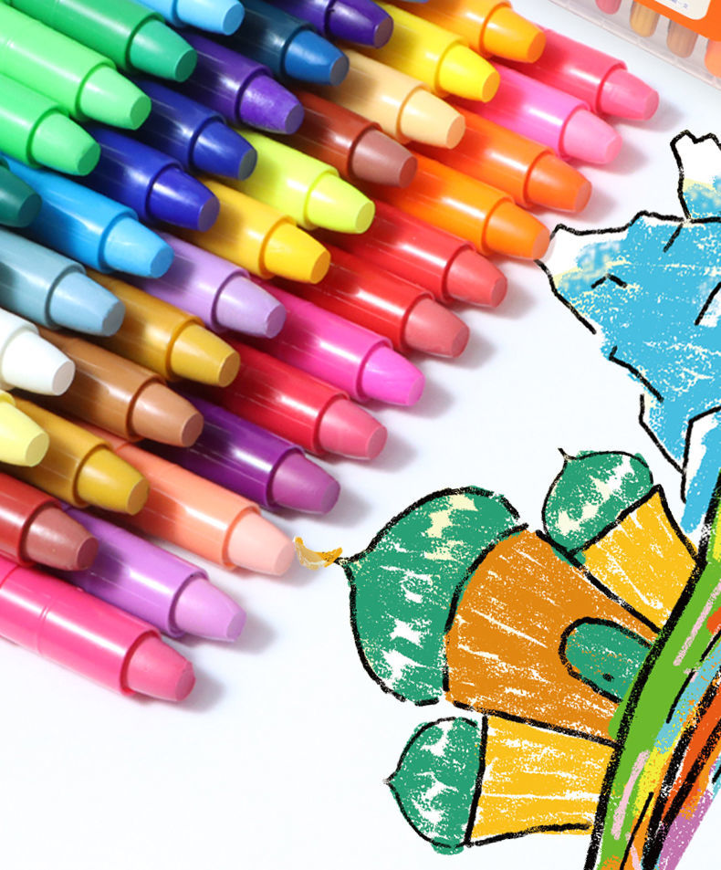 炫彩油画棒彩色可水洗旋转蜡笔48色36色儿童丝滑绘画彩绘套装48色5本