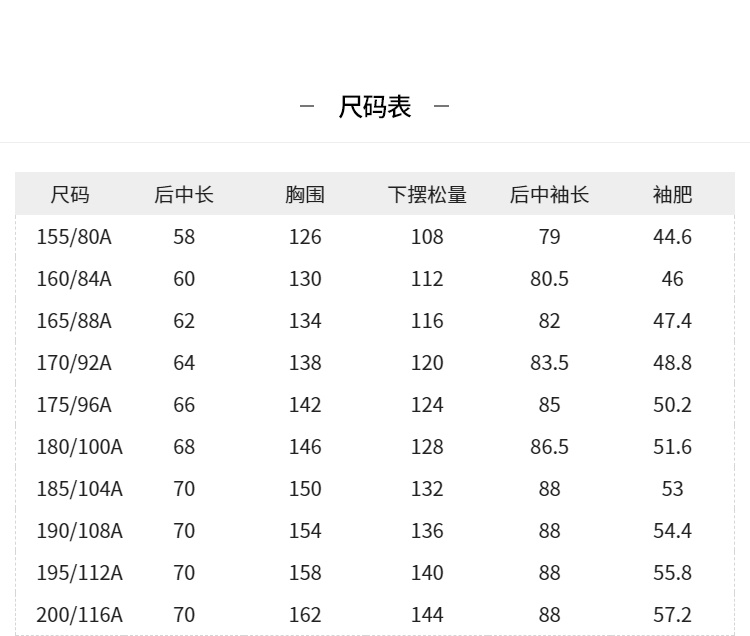 羽绒服尺寸对照表_羽绒服尺寸对照表图片-第2张图片-潮百科