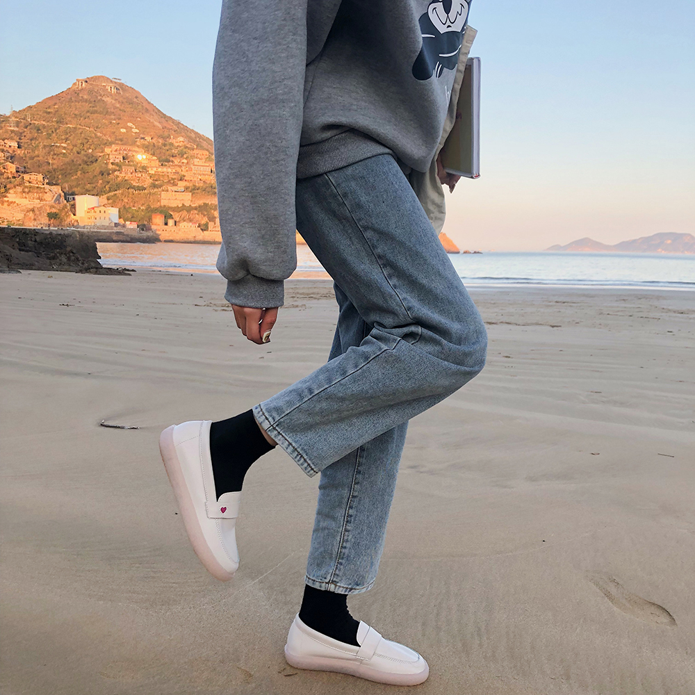 小白鞋女2020春新款韩版软底透气平底一脚蹬豆豆鞋舒适防滑护士鞋 广