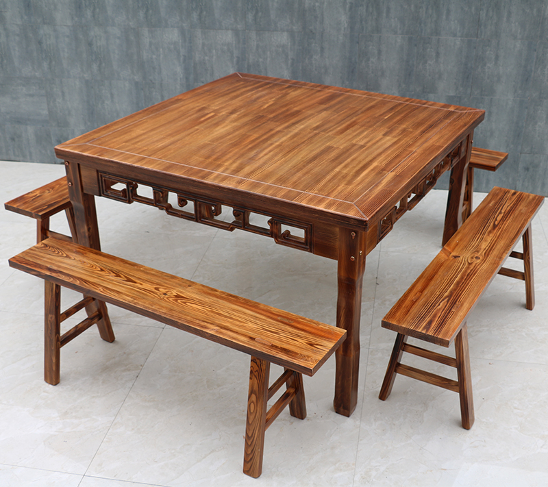 八仙桌实木正方形中式仿古方桌复古餐桌饭店桌椅组合面馆饭桌家用逸家