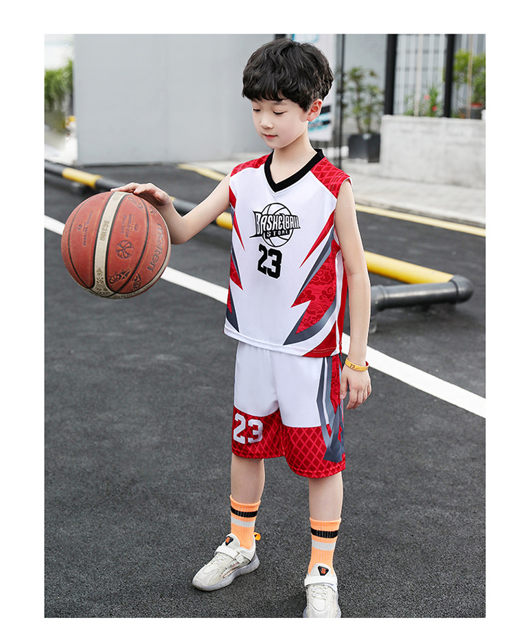 儿童篮球服套装网眼薄款男童球服夏无袖速干衣男童装夏装篮球衣服q9