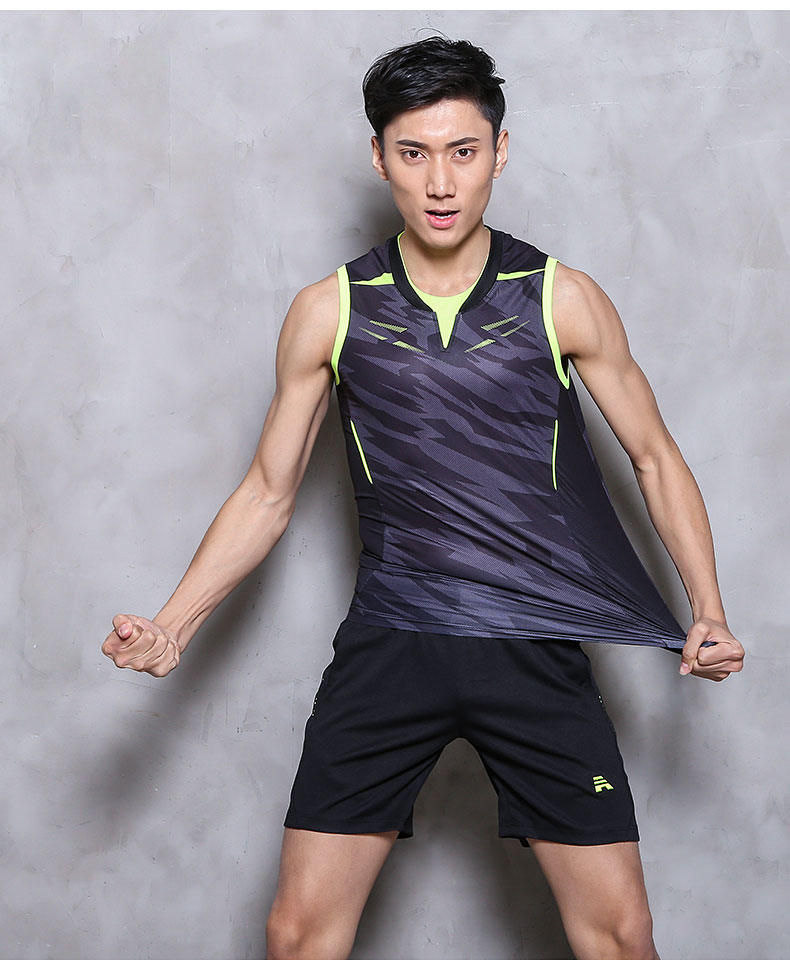 无袖羽毛球衣服男夏款 速干透气背心运动球服羽毛球服套装 133男款 s