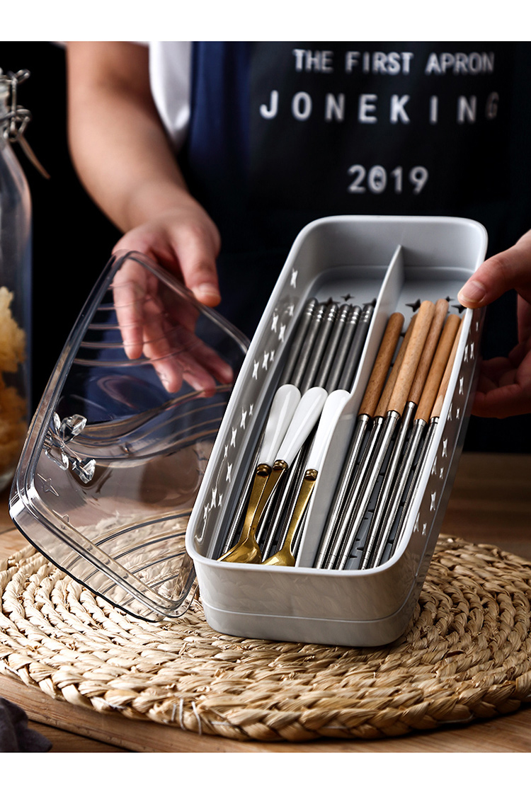 筷子收纳盒带盖置物架托家用篓笼防尘沥水筒创意厨房餐具多功能桶筷笼