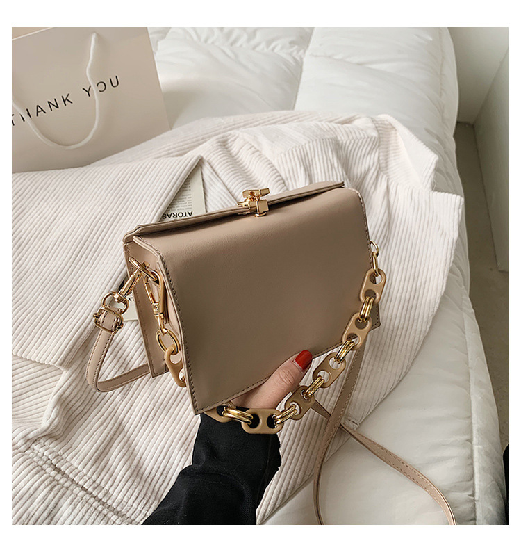 春夏新款盒子包包女单肩斜挎女包色简约质感网红链条手提包