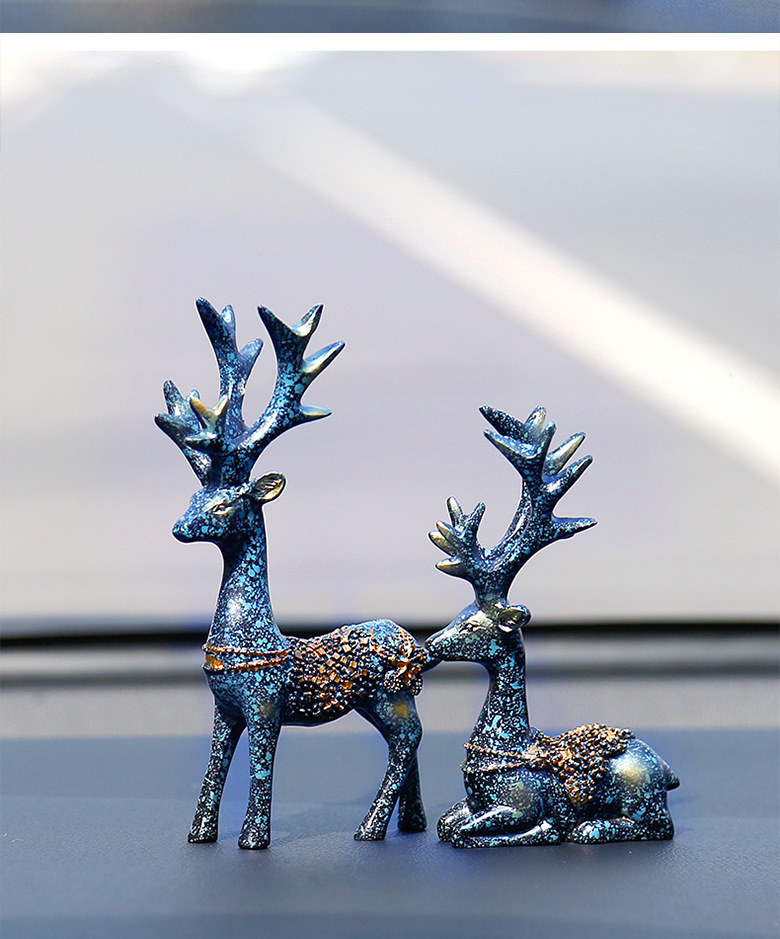 车大地汽车摆件鹿车内创意摆件一路平安对装小鹿车饰摆件情侣小鹿工艺