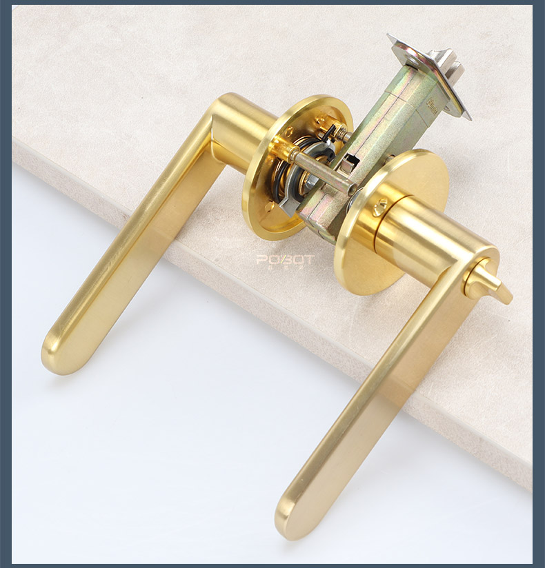 jingping三杆式执手锁替换球形锁单舌室内金色门锁卧室家用木门通用型