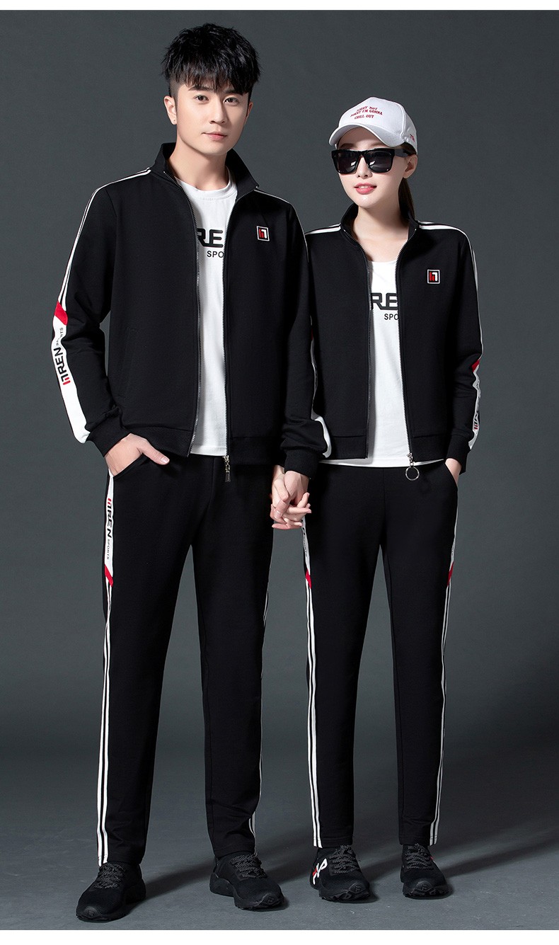 2021新款运动套装男春秋青年跑步情侣运动服装男大码休闲三件套女