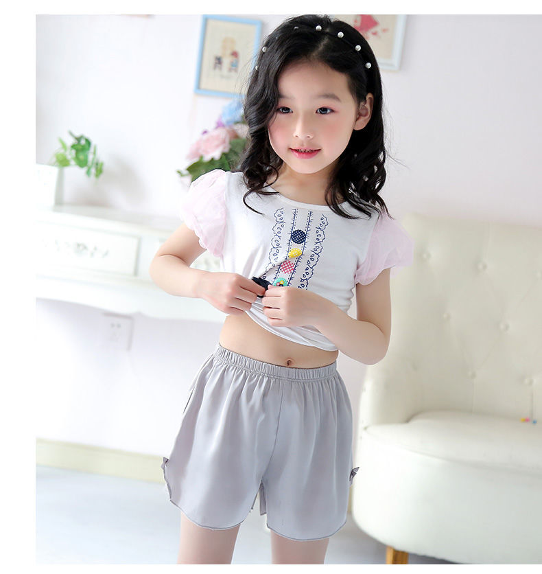 《女童蝴蝶结短裤2021夏薄款防走光安全裤小女孩裤宽松雪纺打底短裤