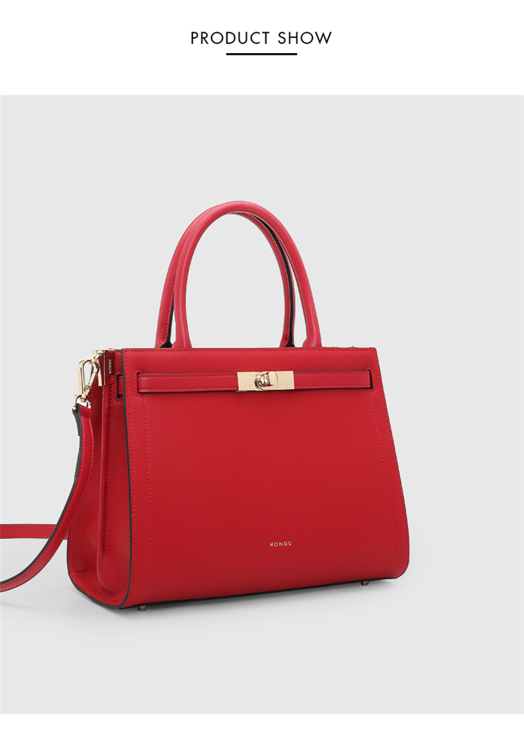 红谷(hongu)女士单肩包红谷包包女包新款女士时尚大气手提包牛皮大包