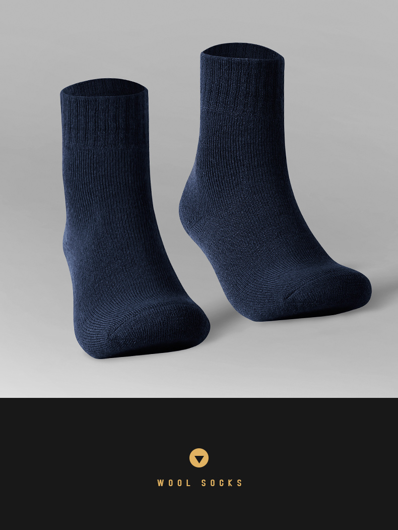 恒源祥男士羊毛袜秋冬季加厚保暖中筒羊毛绒袜冬天黑色羊毛男袜子