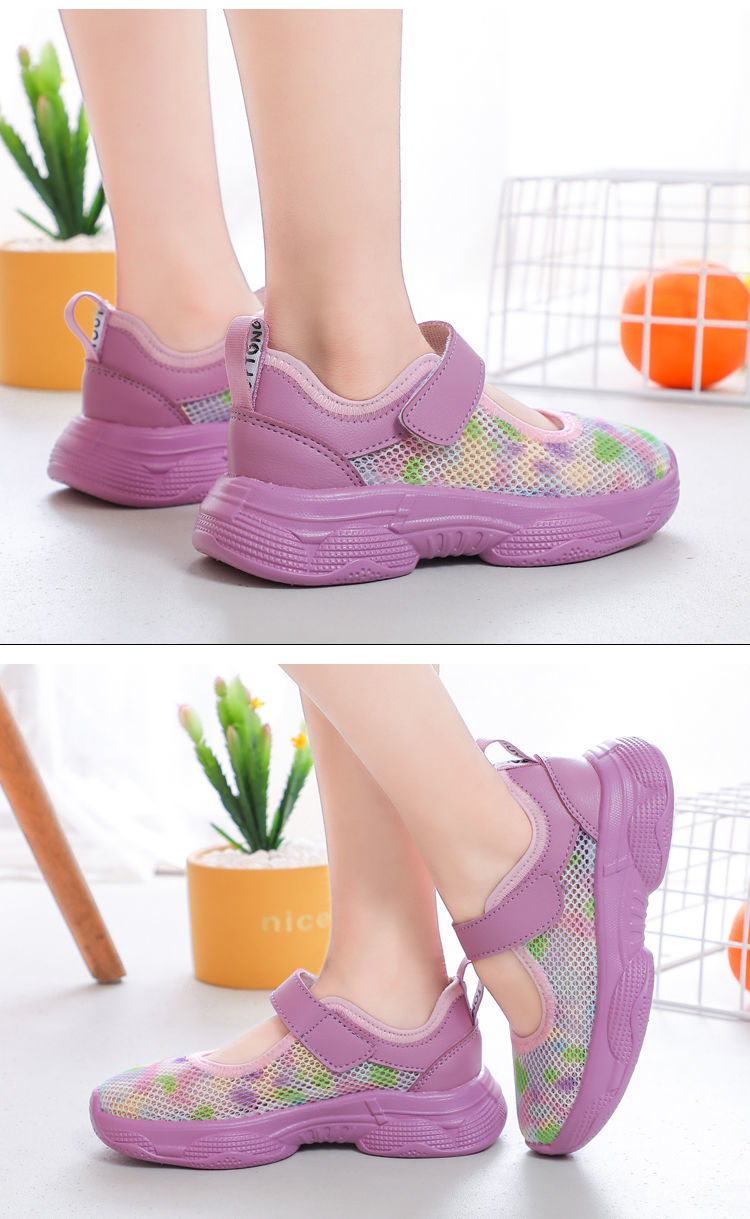 新依界女童鞋子夏季新款单鞋小女孩时尚休闲鞋子儿童镂空网鞋学生百搭