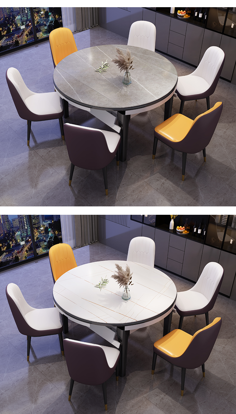 6岩板跳台餐桌09款 佰尔帝 餐桌 岩板餐桌意式轻奢实木餐桌椅组合现代