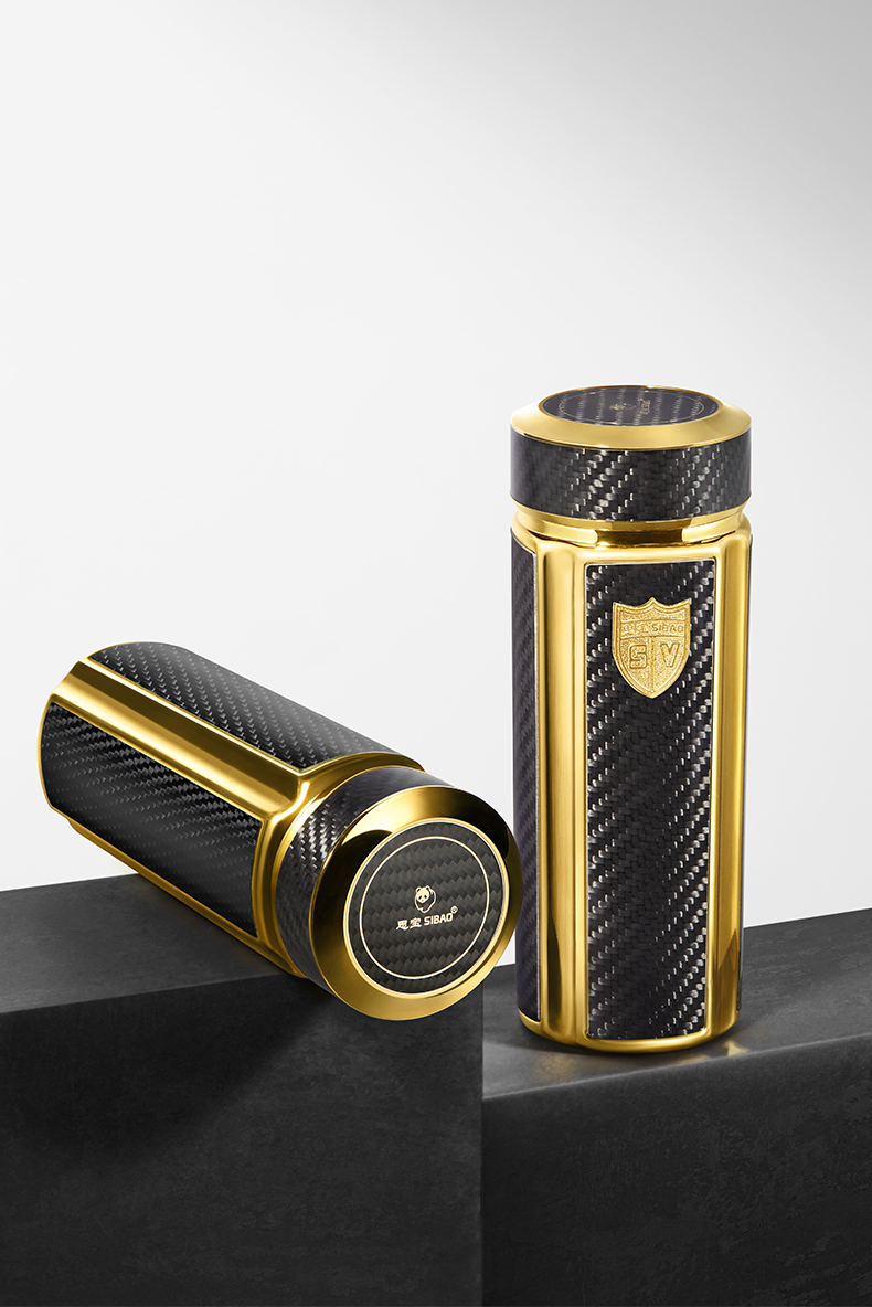 思宝官方旗舰店飞天方舟镀黄金真空保温杯便携车载商务水杯