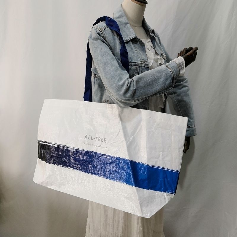 巨大容量时尚字母防水编织袋旅行搬家手提袋单肩超市环保购物袋潮1个