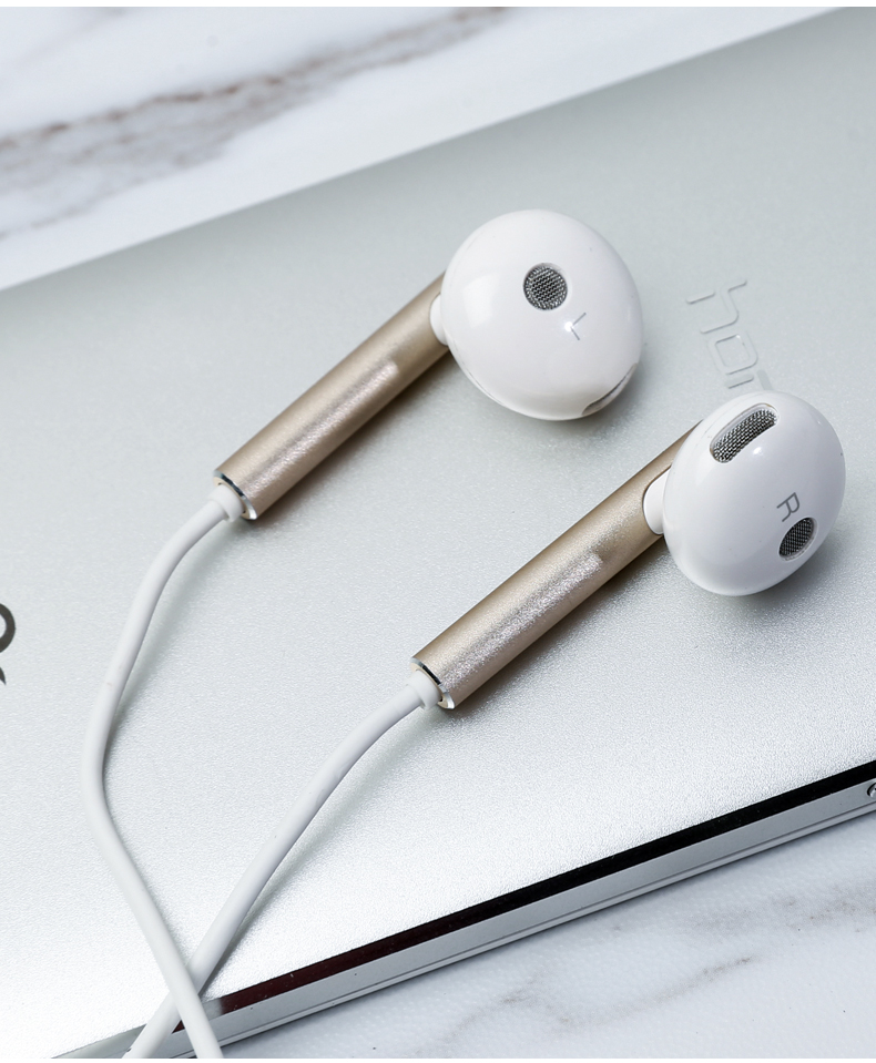 华为huawei原装耳机am116半入耳式三键线控带麦克风金属版白色有线