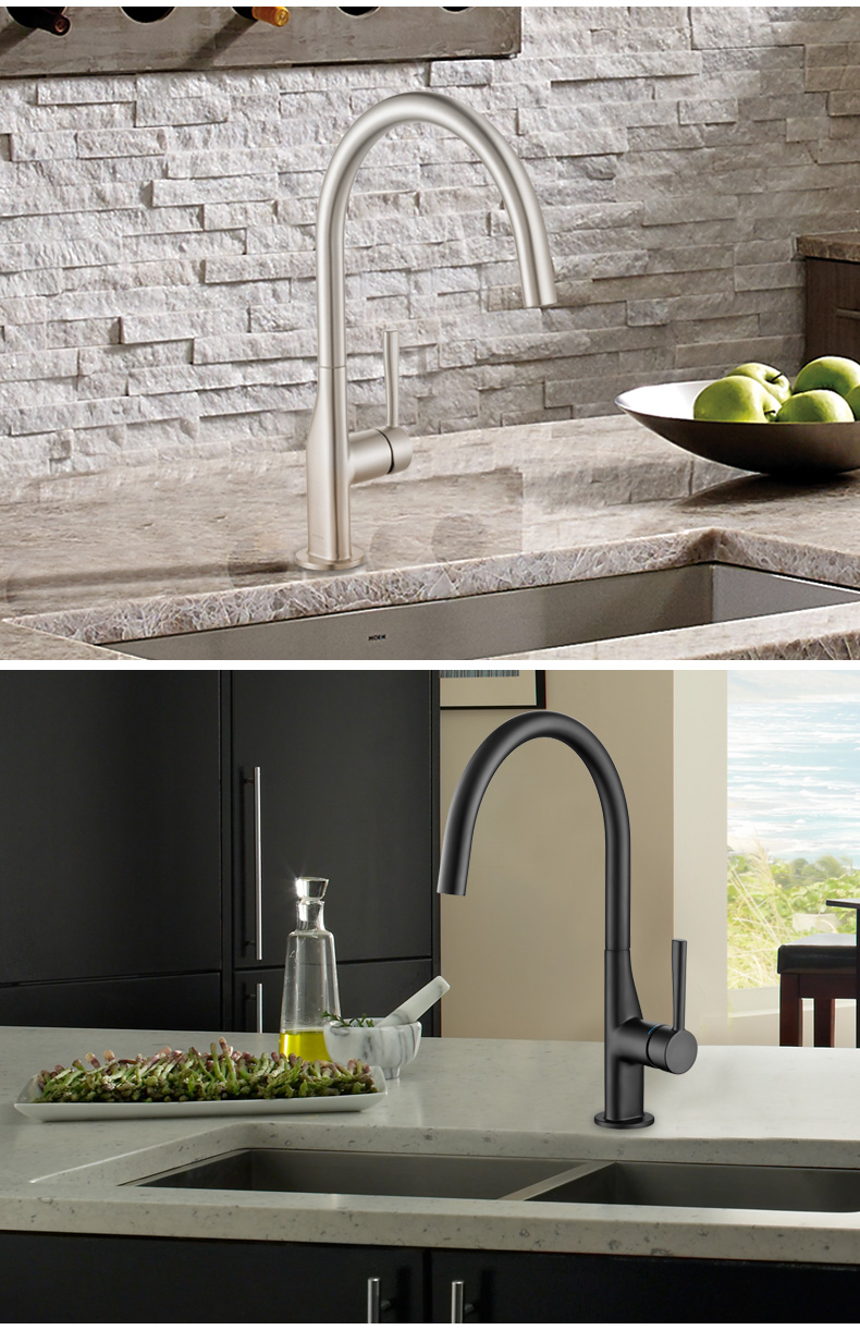 [新品]moen摩恩冷热水龙头厨房龙头铜体高抛单把旋转水槽龙头新莎曼