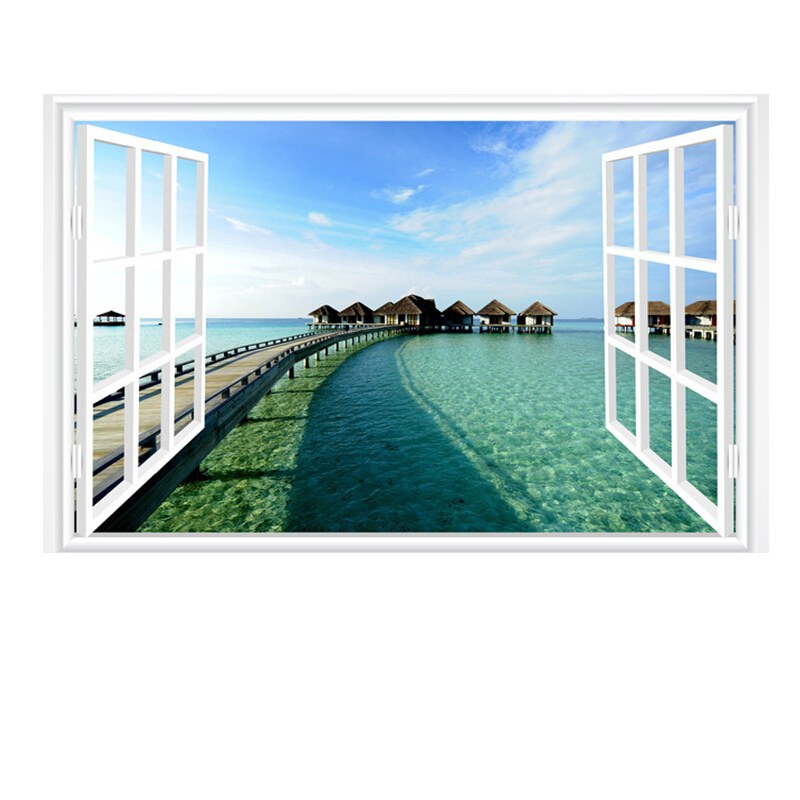 3d立体墙贴 风景 3d假窗户装饰画墙纸贴画立体壁纸墙贴墙面装饰客厅