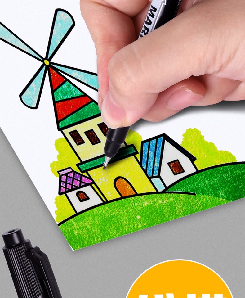 小双头记号笔美术勾线笔细头款马克笔儿童绘画专用描边手绘钩线笔勾边