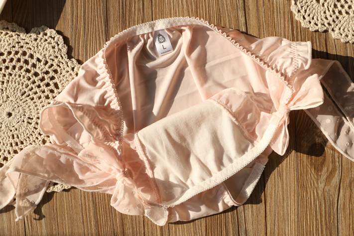 日系牛奶丝雪纺系带蝴蝶结内裤女中低腰可爱少女三角裤包臀透气