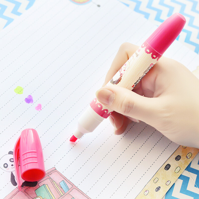 晨光mg文具香味荧光笔冬己可爱小女孩卡通记号笔标记笔thm21006绿色