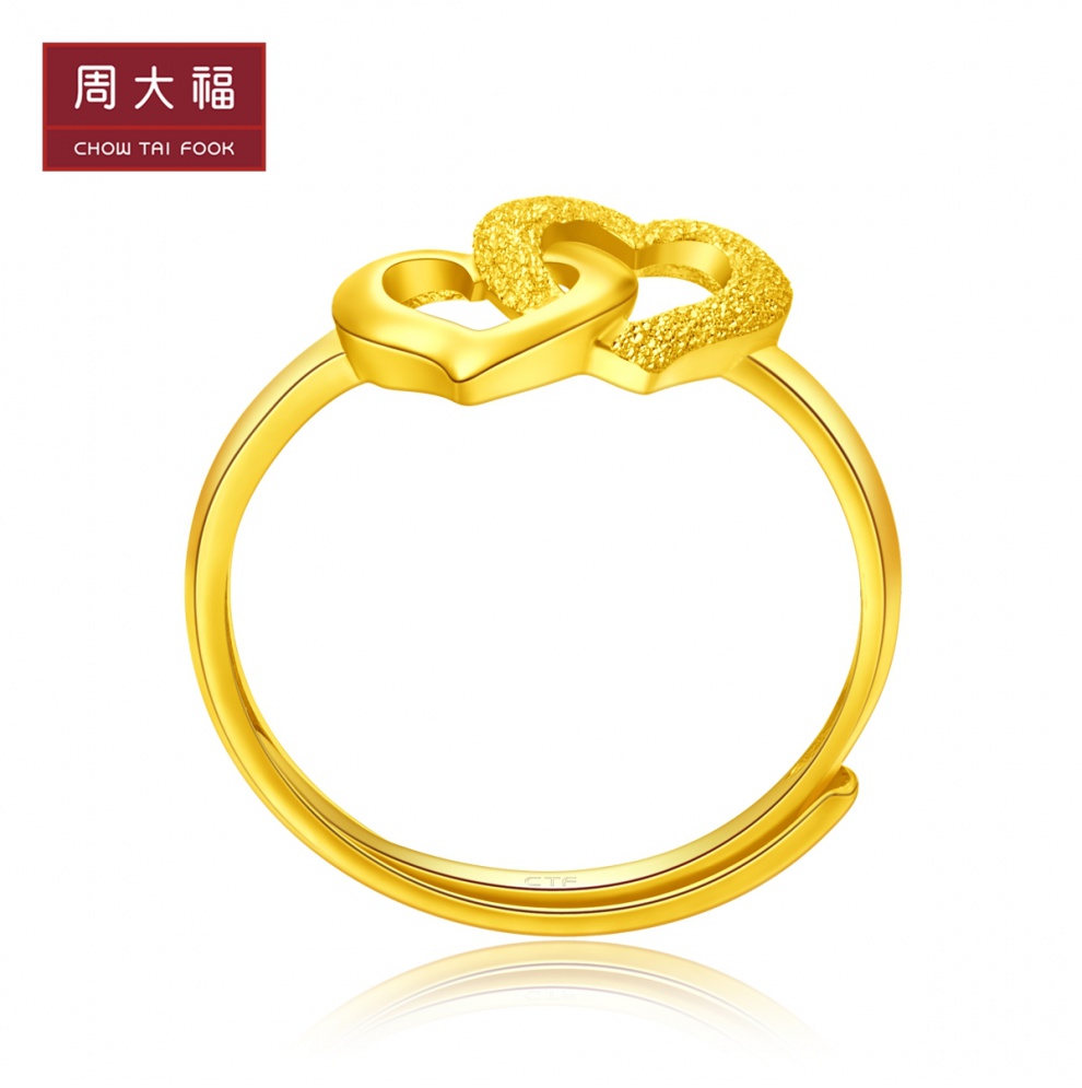 周大福珠宝首饰浪漫爱心足金金戒指女计价 工费:118元 f221281
