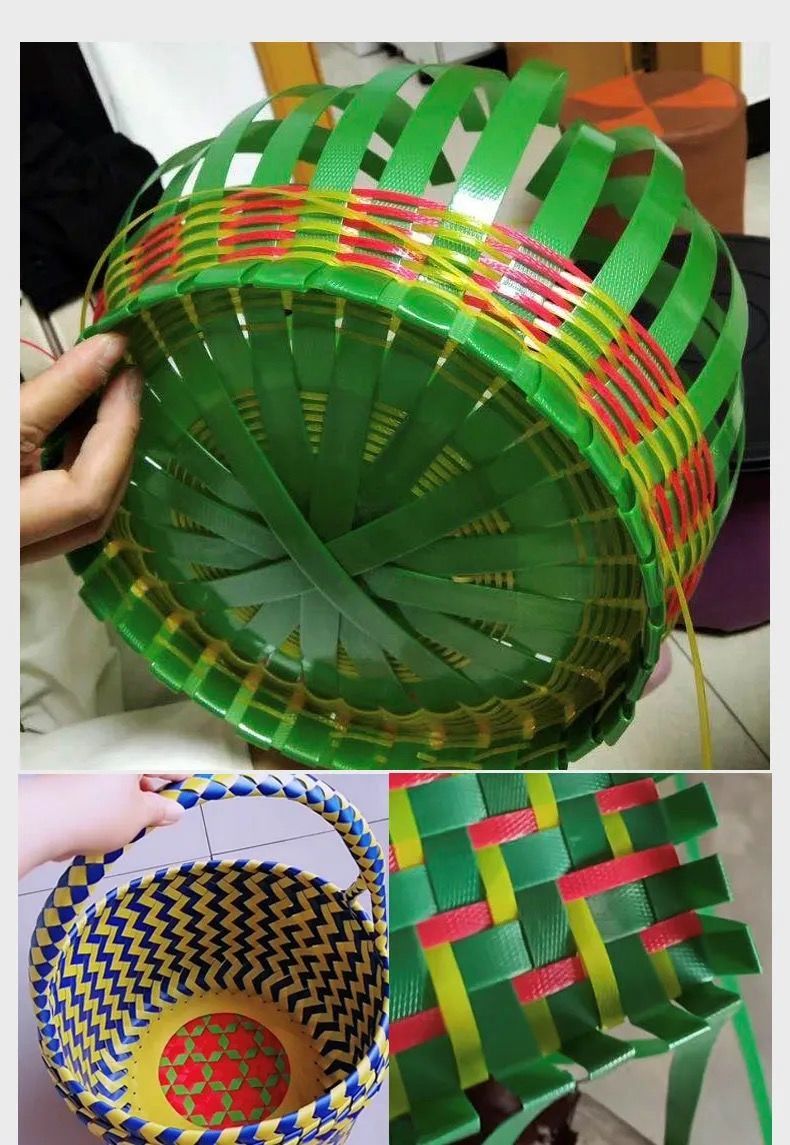 打包带编织的各种篮子图片