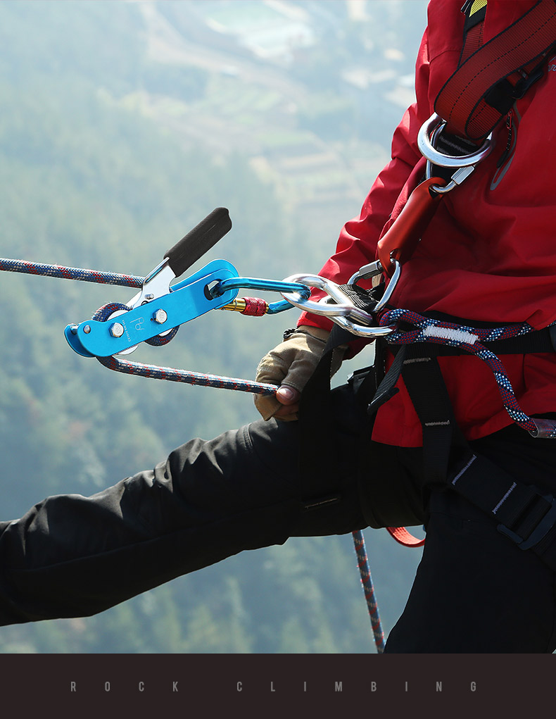 欣达户外stop手控上升下降器速降装备索降高空缓降自锁器攀岩装备