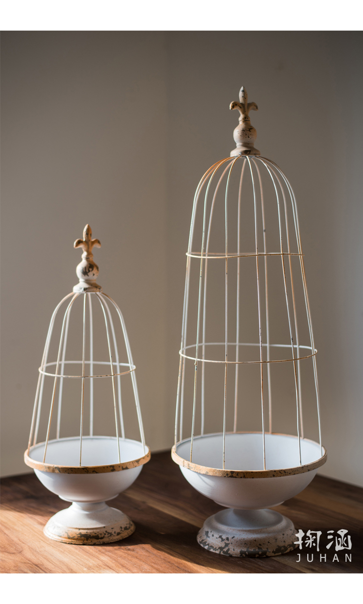 汇铁艺装饰鸟笼爬藤花盆插花造景橱窗婚摆件庆复古法式欧式铁艺鸟笼小