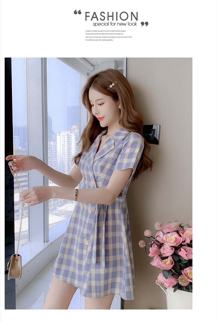 格连裙女装夏季2020年新款潮流行个时尚短袖仙女超仙森系