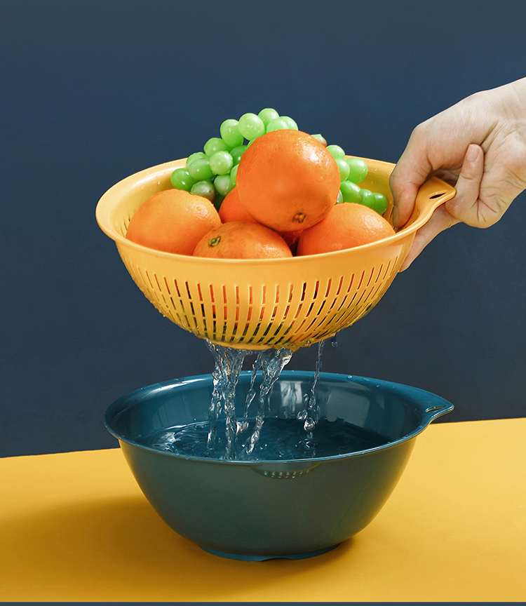 双层洗菜盆塑料沥水篮厨房洗菜篮客厅果篮洗水果菜篮子水果篮