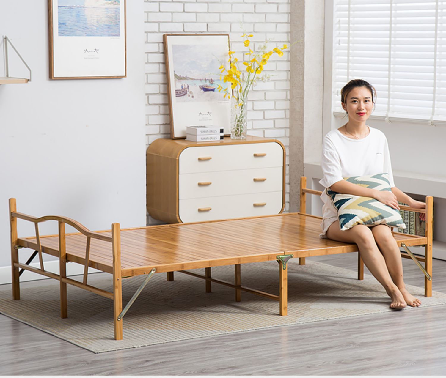 苏宁放心购竹床老式手工传统折叠床加厚加固型家用大人1.