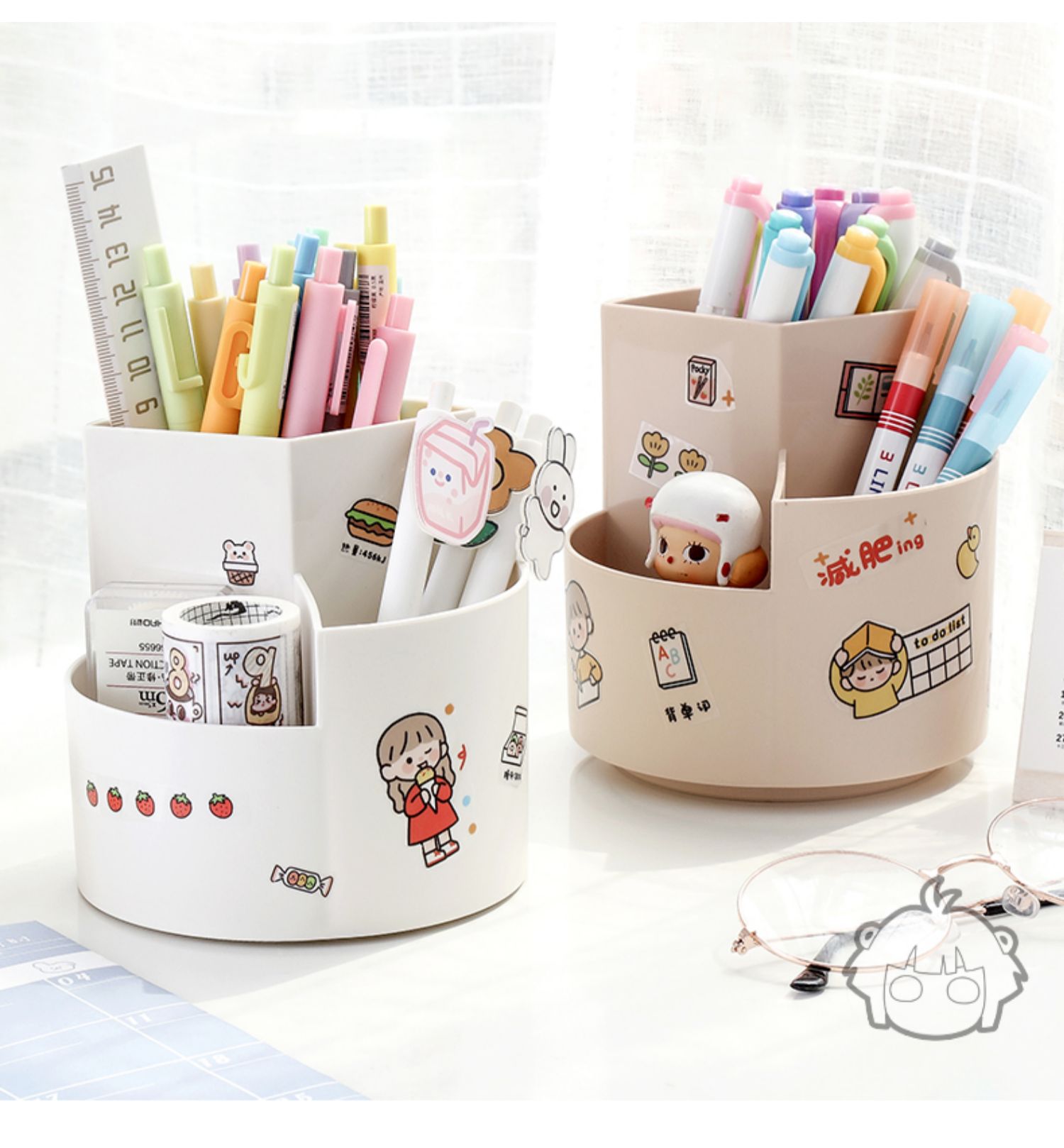 eddieeva多功能型旋转笔筒女ins创意时尚可爱大容量收纳盒精致个性
