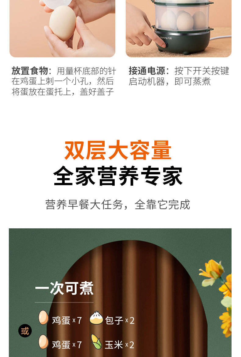九阳(Joyoung)蒸蛋器家用小型多功能迷你懒人早饭神器煮鸡蛋煮蛋