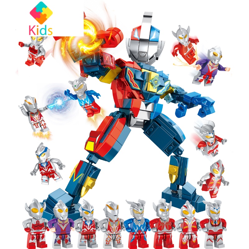 积木奥特曼小人仔泰伽赛罗欧布圣剑迪迦超人男孩儿童拼装玩具真智力8