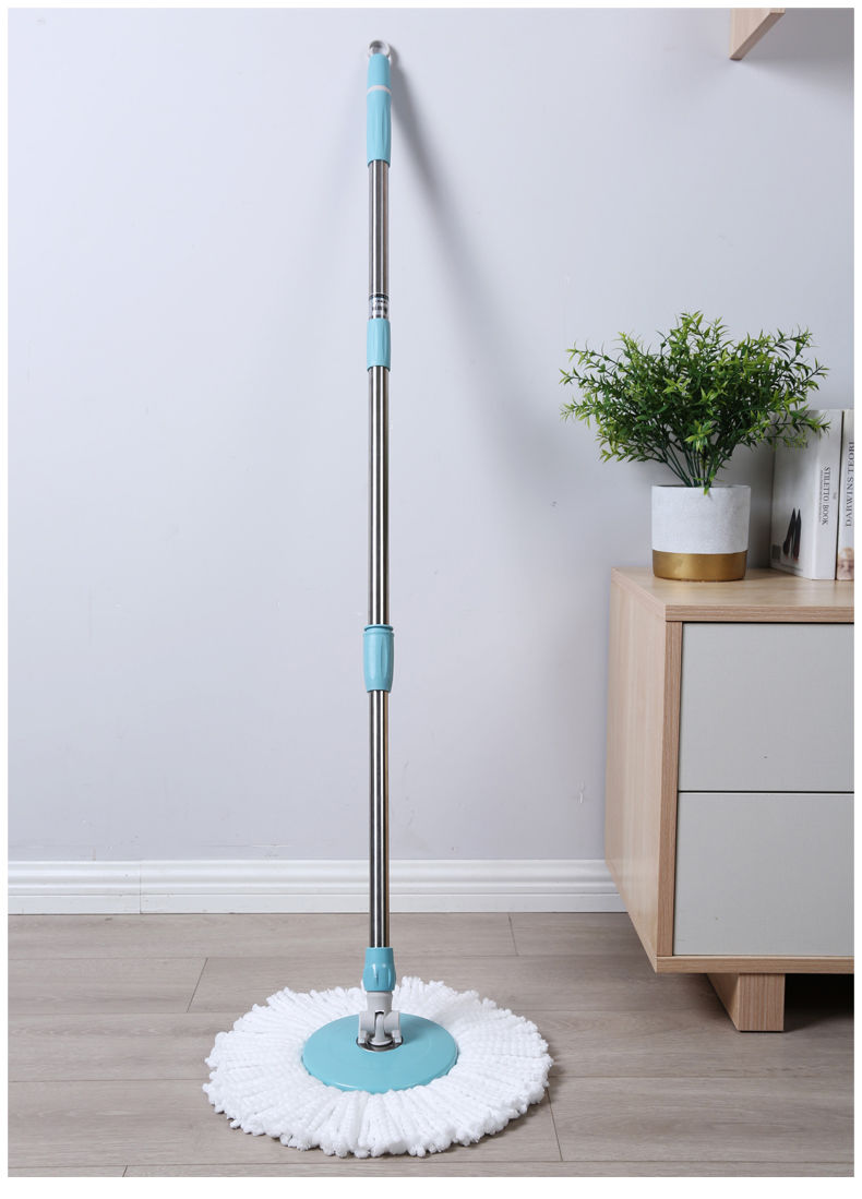 蓝绿色杆子圆盘美丽雅旋转拖把杆配件旋转拖把杆不锈钢手压式拖把杆单