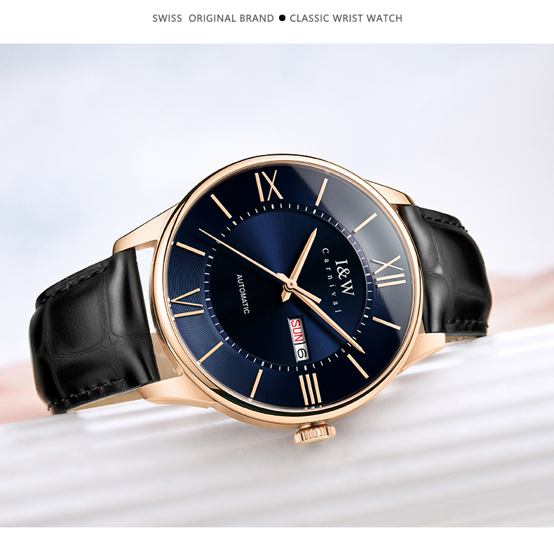 瑞士爱沃驰i&w carnival镂空全自动机械表 男士手表进口机芯男表纤薄